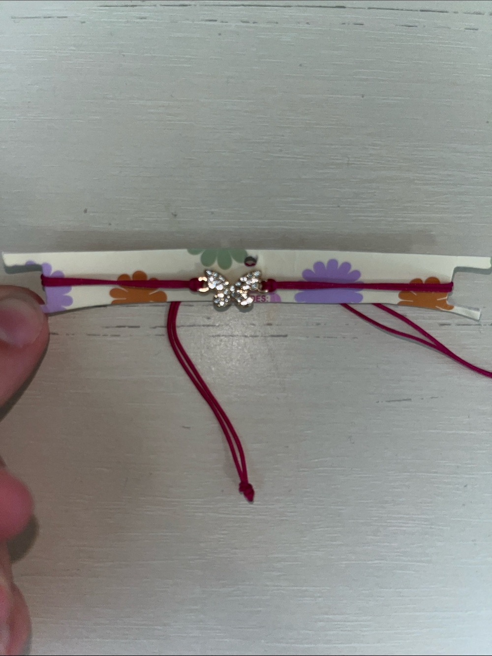 Crystal Butterfly Pink Cord Bracelet